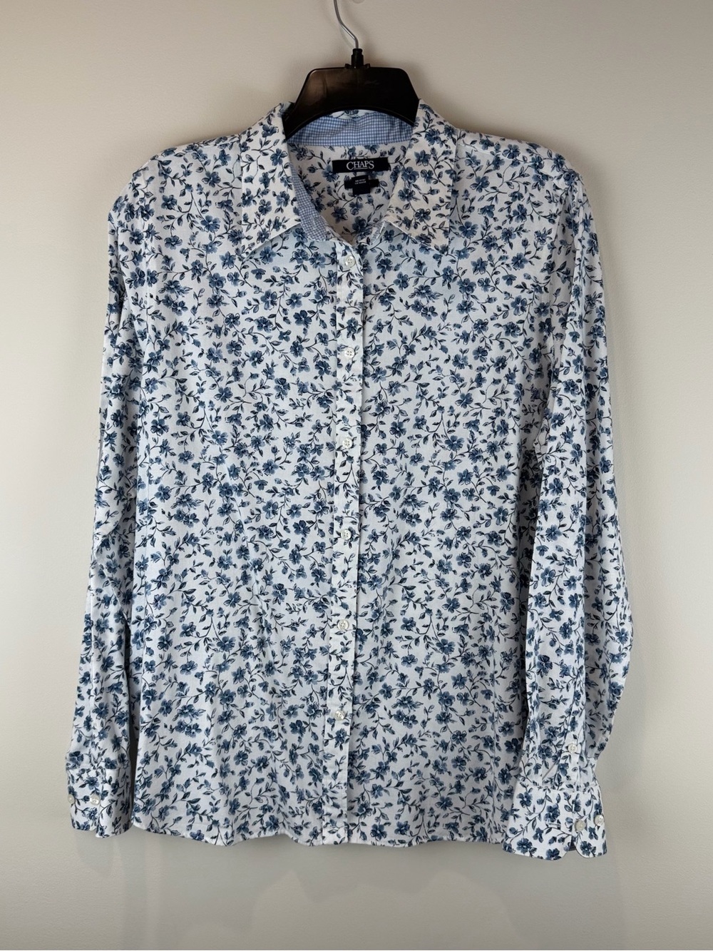 Chaps Men's / Women’s White Shirt with Blue Floral Print Size XL